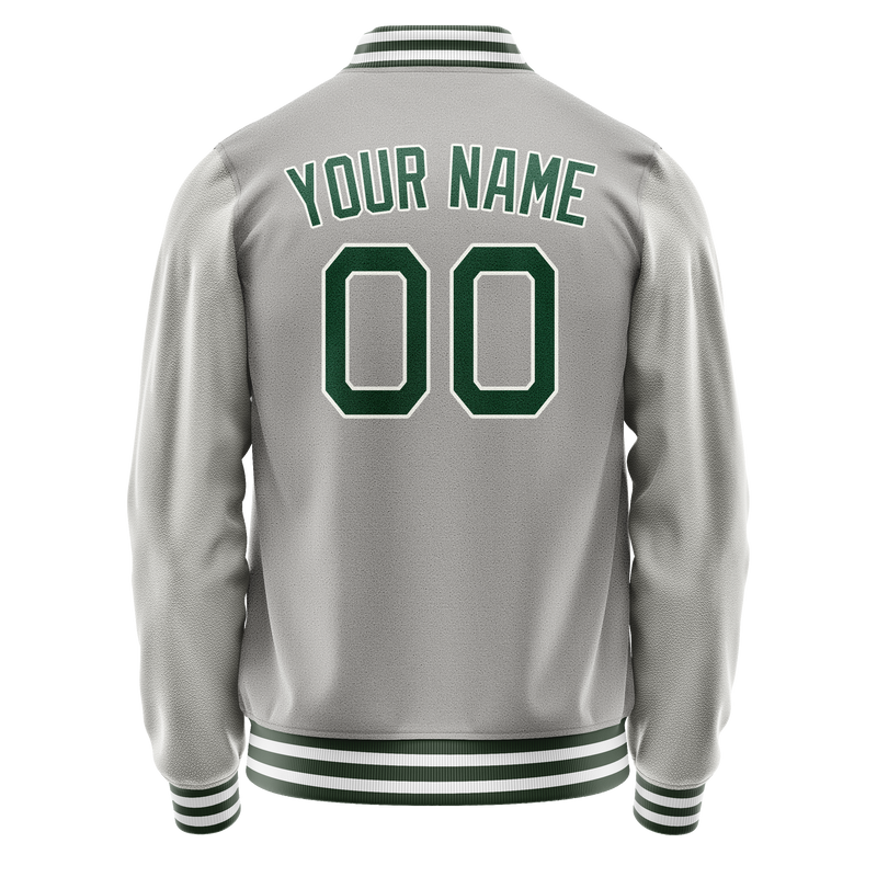 Custom Gray Kelly-Green Solid Color Varsity Letterman Jacket JA02240617YH162