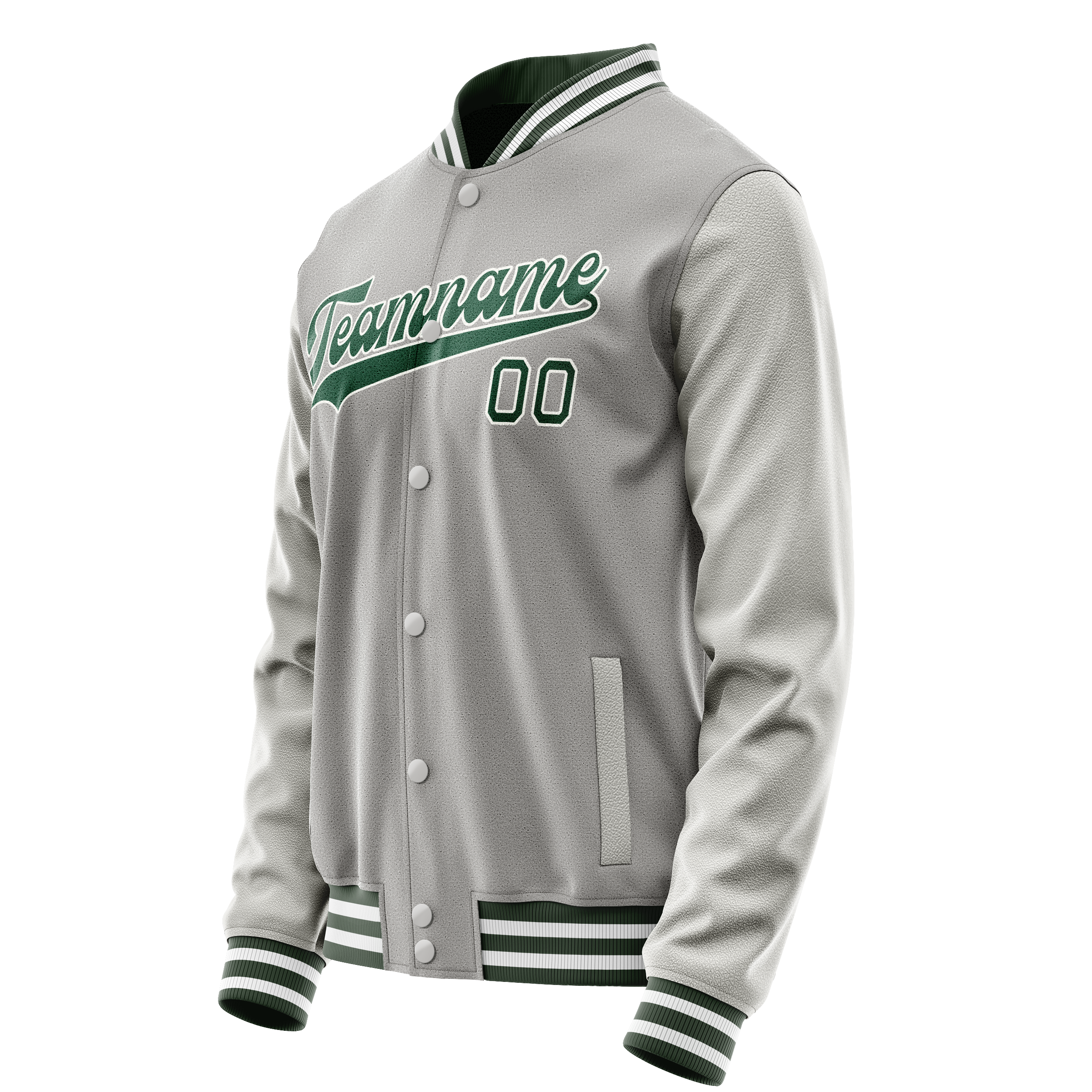 Custom Gray Kelly-Green Solid Color Varsity Letterman Jacket JA02240617YH162