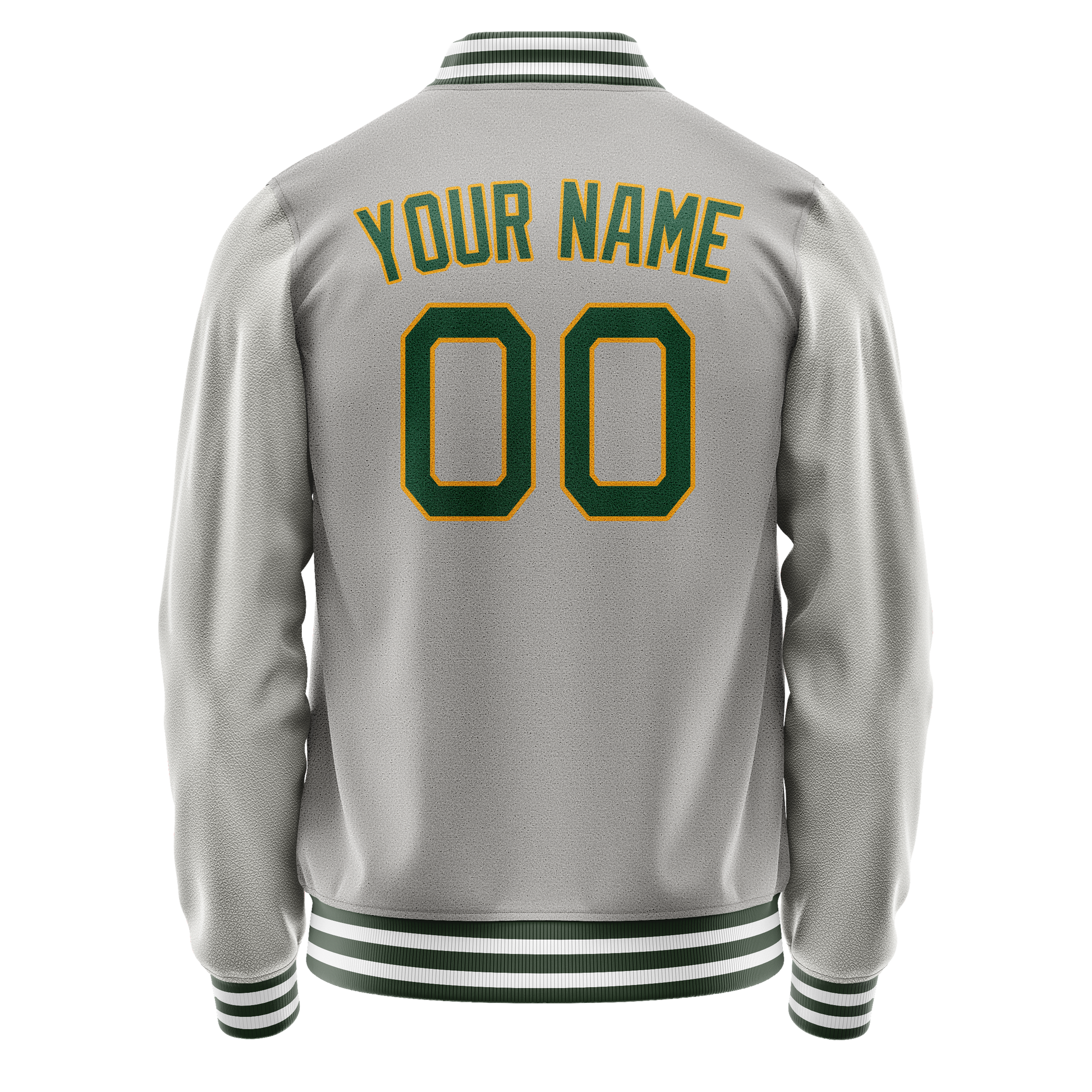 Custom Gray Kelly-Green Solid Color Varsity Letterman Jacket JA02240617YH165