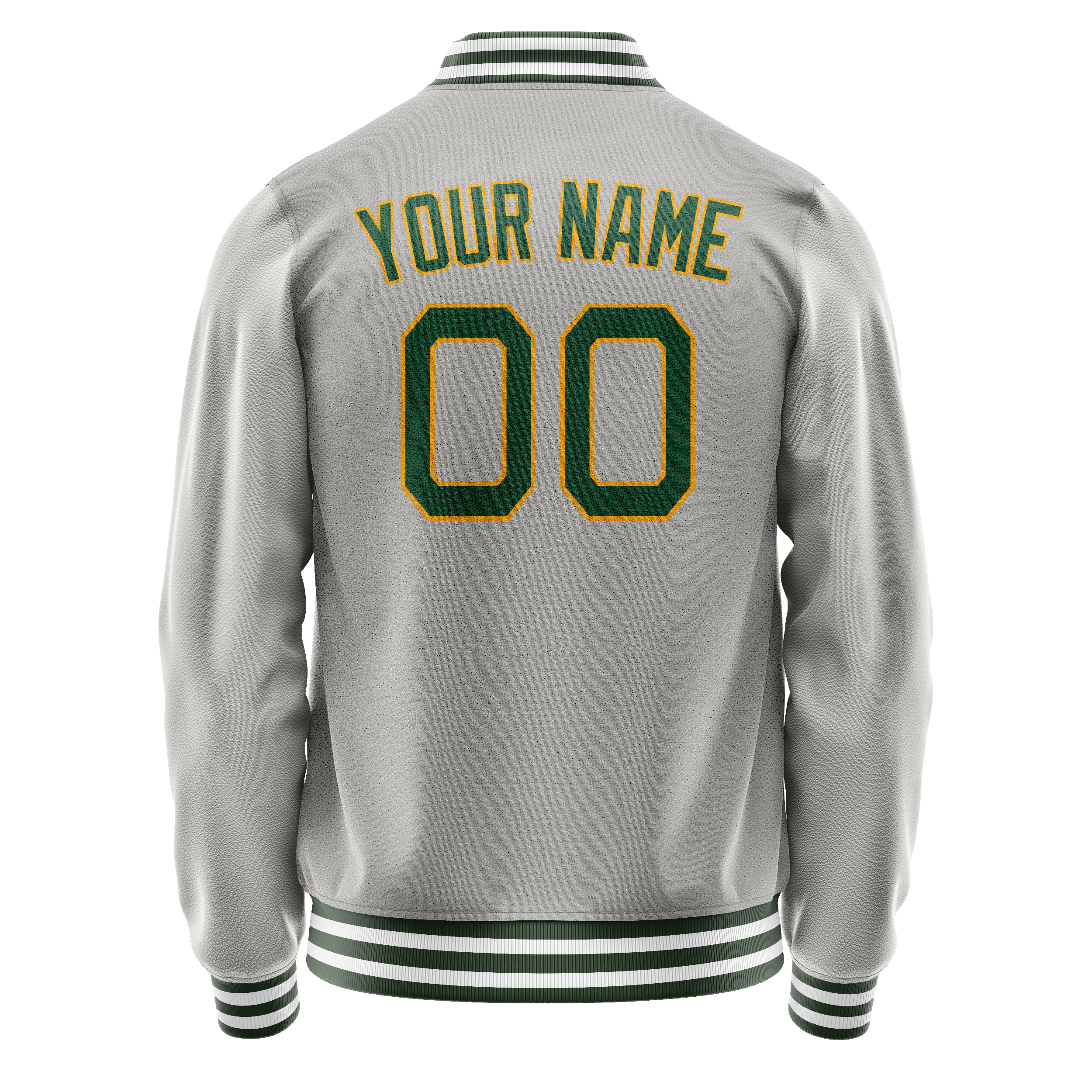 Custom Gray Kelly-Green Solid Color Varsity Letterman Jacket JA02240617YH165