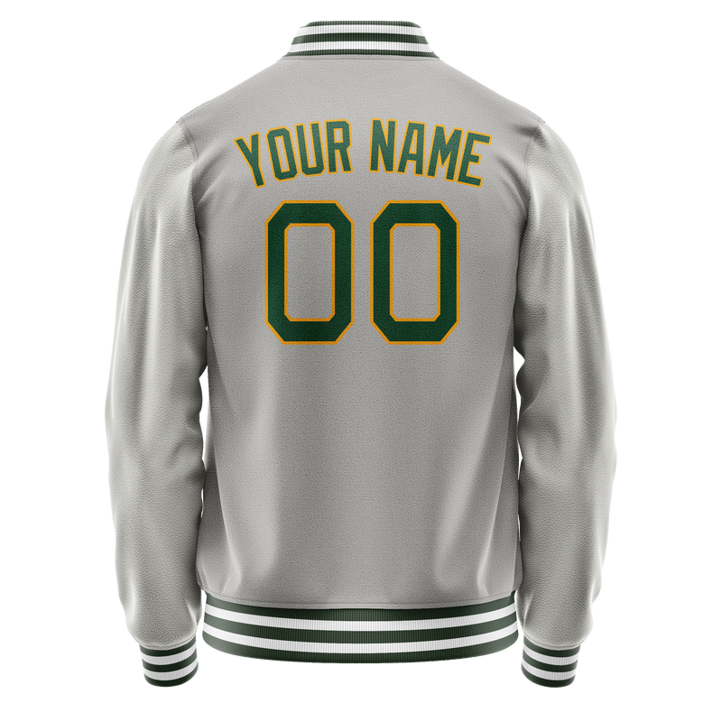 Custom Gray Kelly-Green Solid Color Varsity Letterman Jacket JA02240617YH165