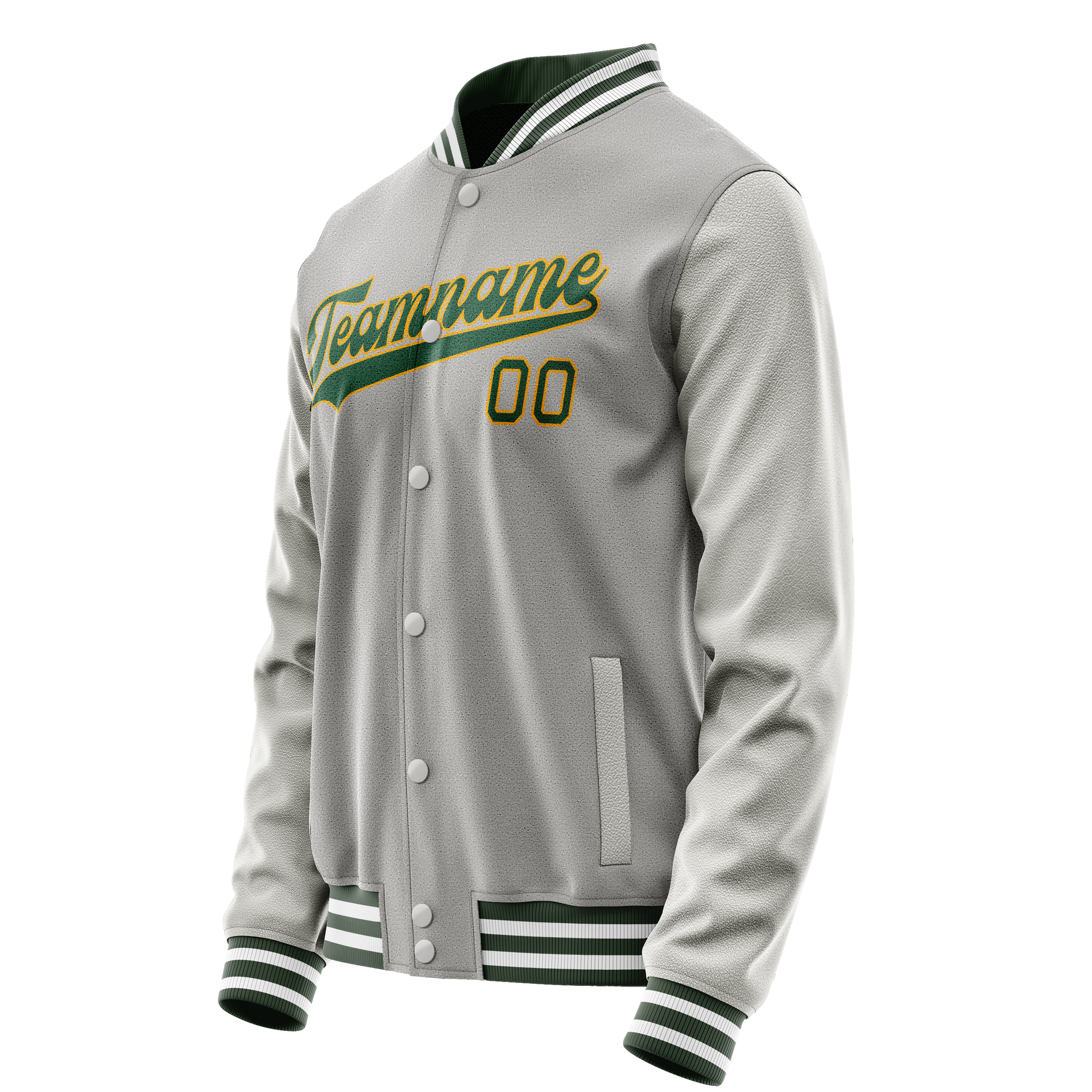 Custom Gray Kelly-Green Solid Color Varsity Letterman Jacket JA02240617YH165