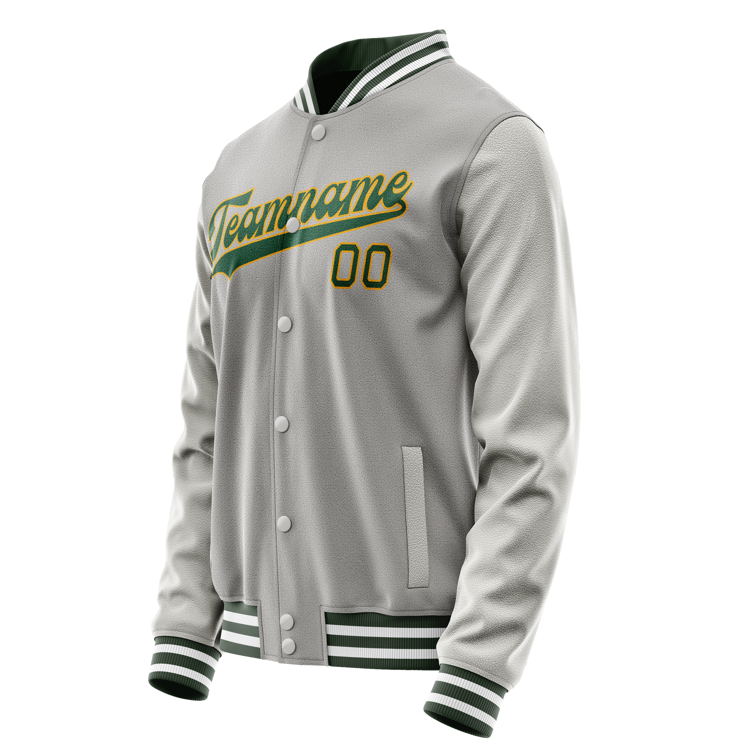Custom Gray Kelly-Green Solid Color Varsity Letterman Jacket JA02240617YH165
