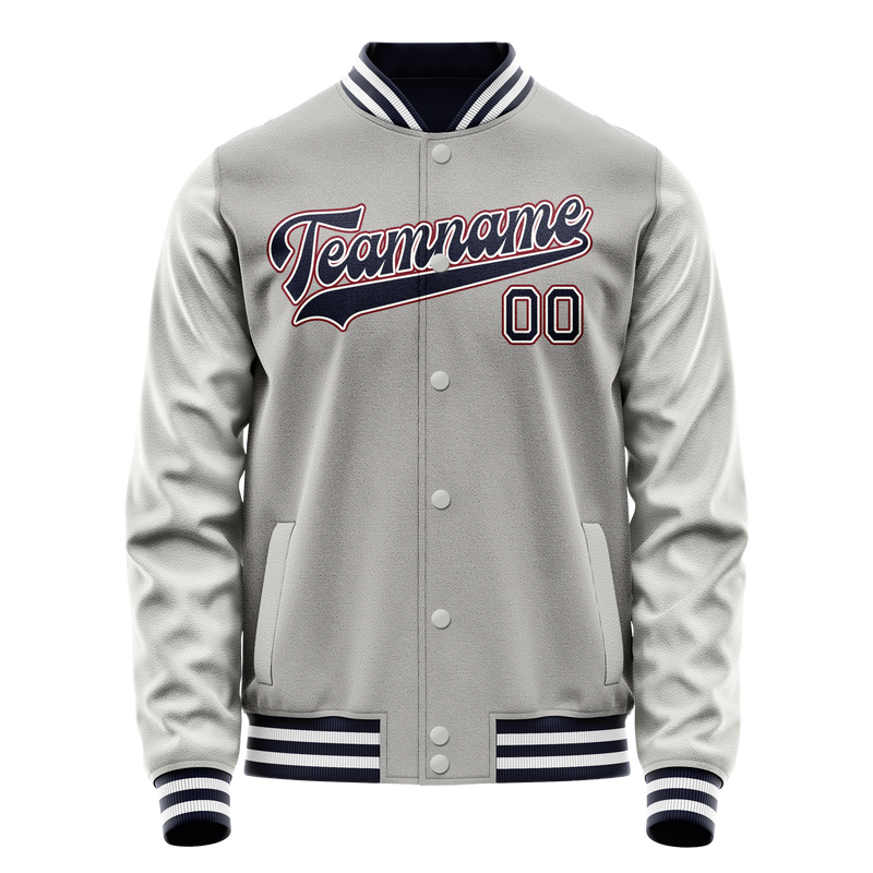 Custom Gray Royal Solid Color Varsity Letterman Jacket JA02240617YH161