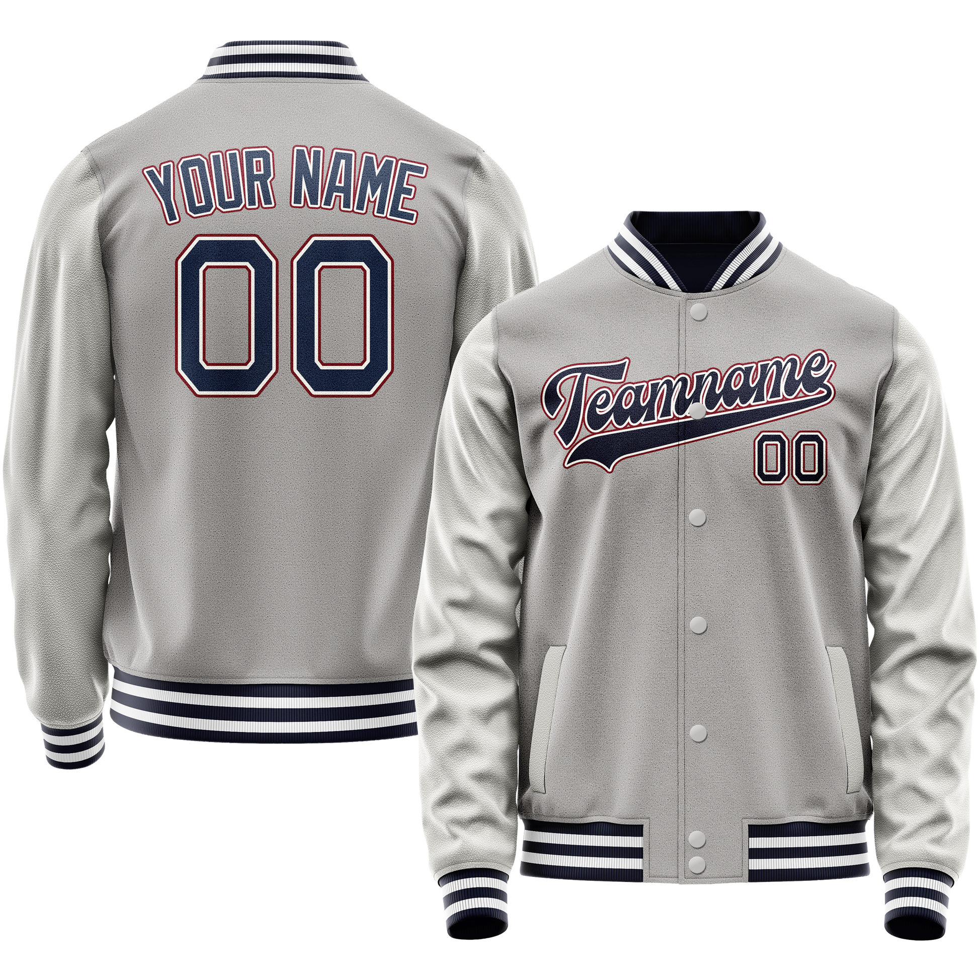 Custom Gray Royal Solid Color Varsity Letterman Jacket JA02240617YH161