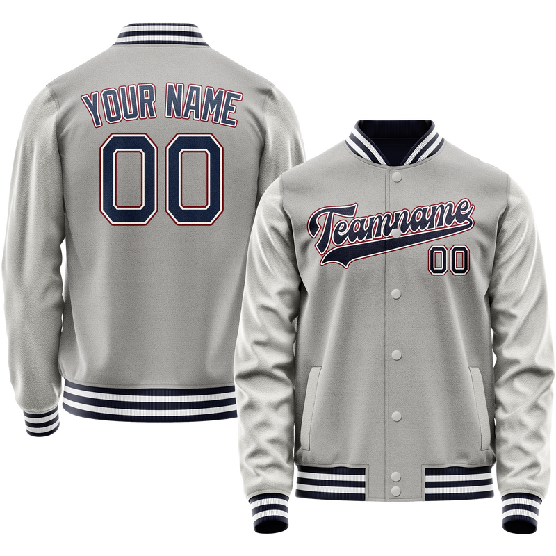 Custom Gray Royal Solid Color Varsity Letterman Jacket JA02240617YH161
