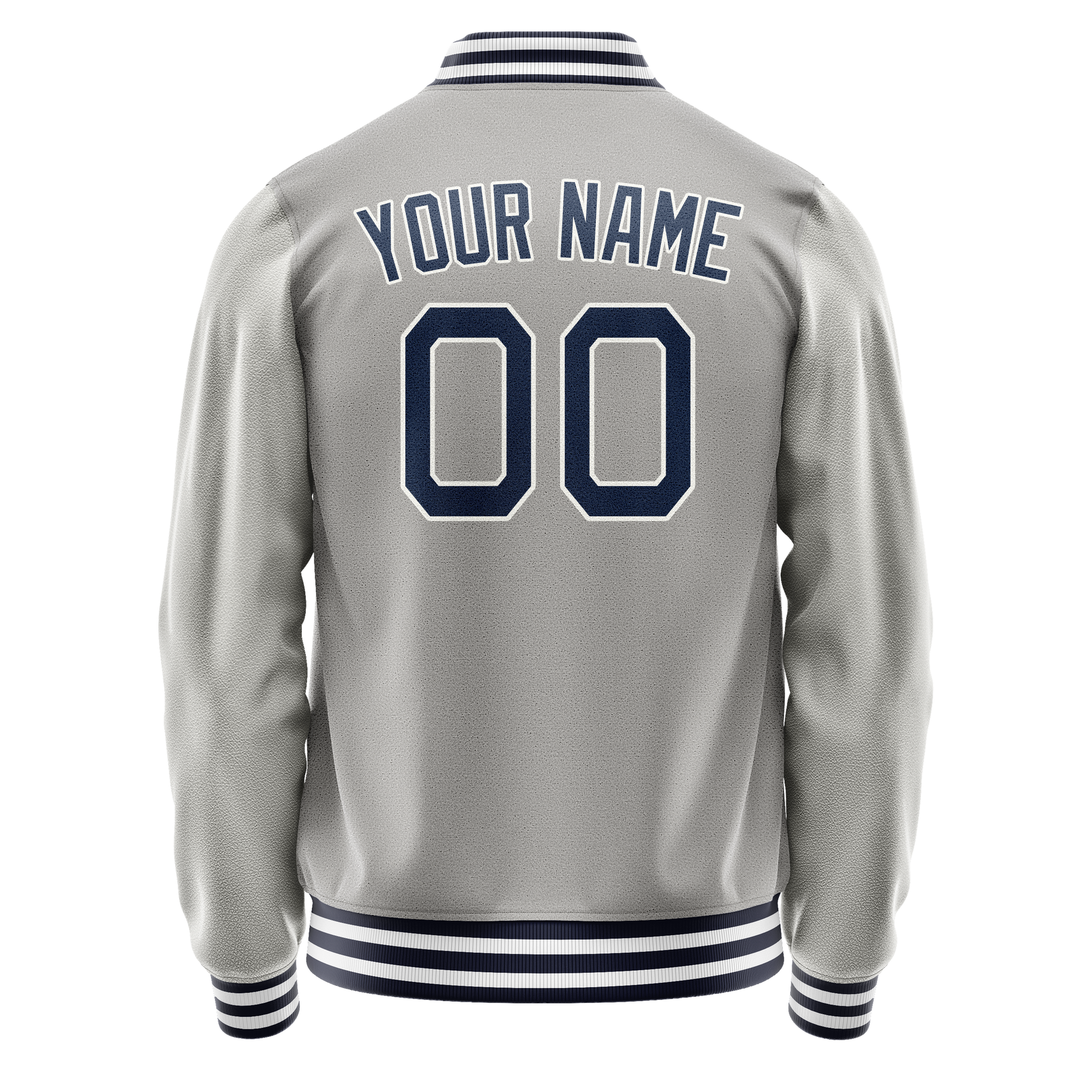 Custom Gray Navy Solid Color Varsity Letterman Jacket JA02240617YH172