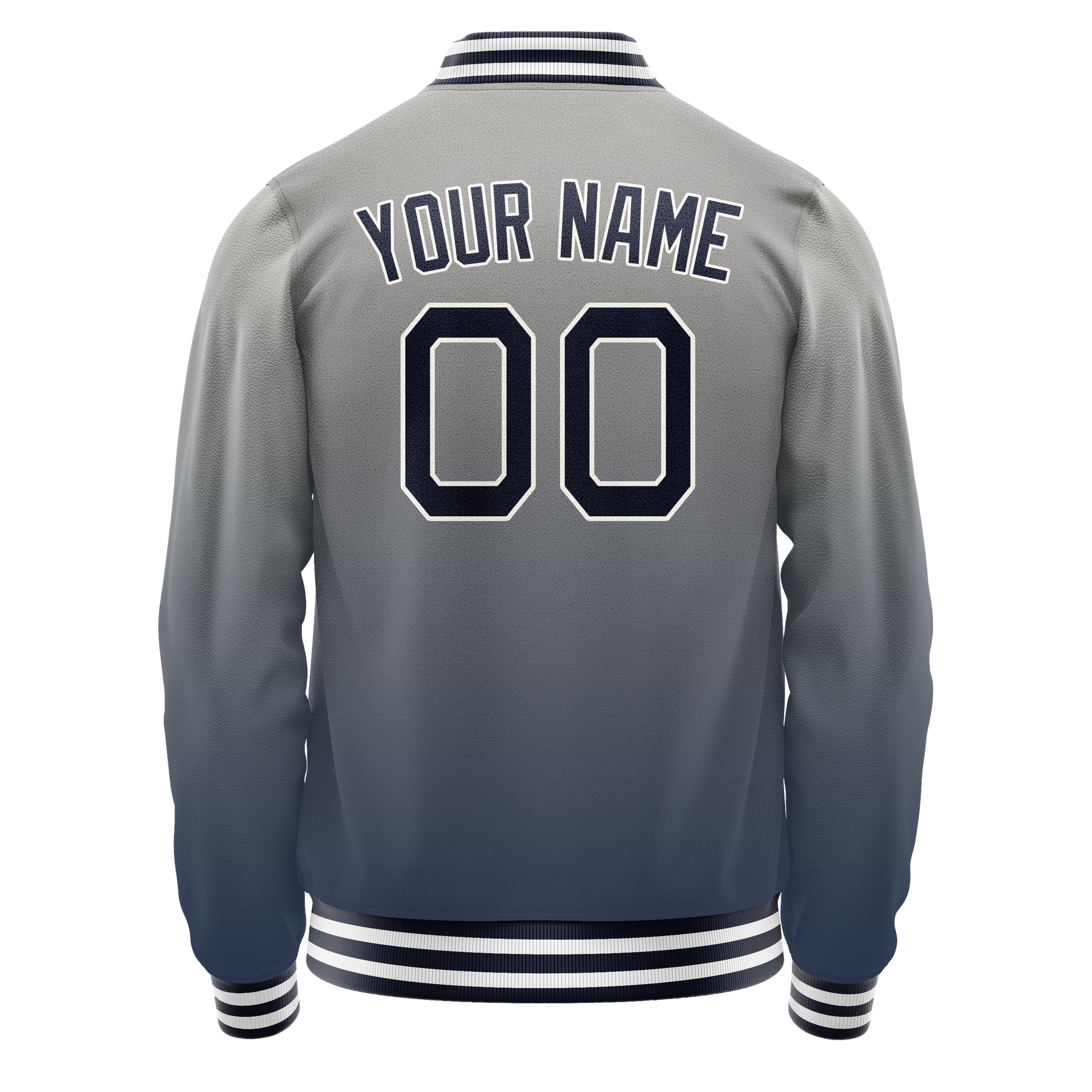 Custom Gray Navy Gradient Varsity Letterman Jacket JA02240617YH169
