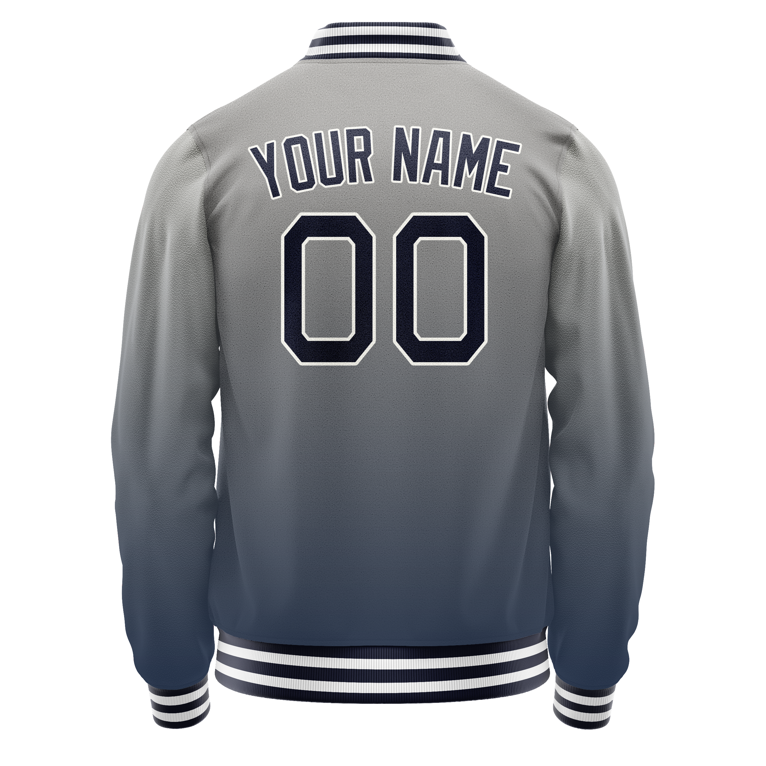 Custom Gray Navy Gradient Varsity Letterman Jacket JA02240617YH169