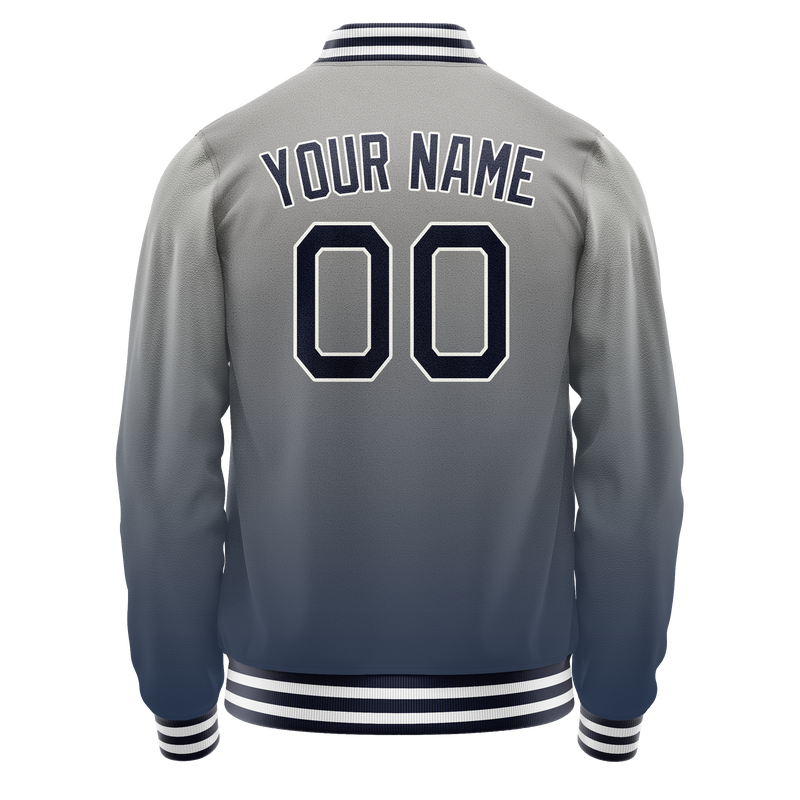 Custom Gray Navy Gradient Varsity Letterman Jacket JA02240617YH169