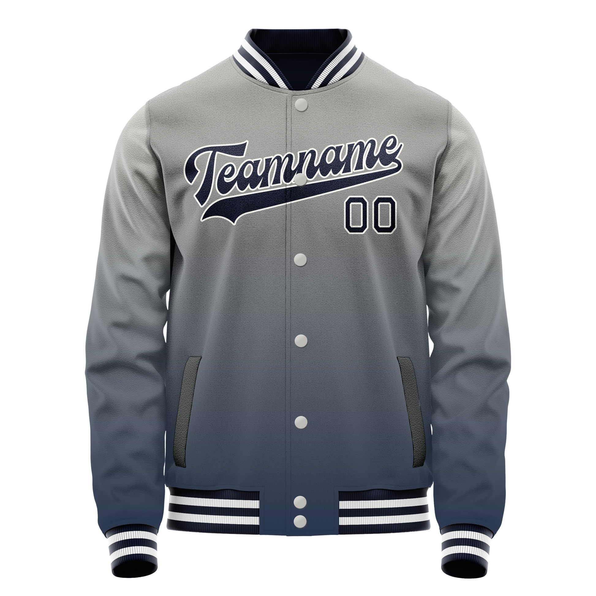 Custom Gray Navy Gradient Varsity Letterman Jacket JA02240617YH169