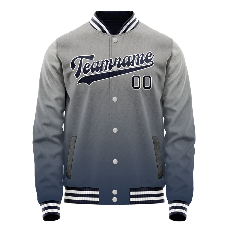 Custom Gray Navy Gradient Varsity Letterman Jacket JA02240617YH169