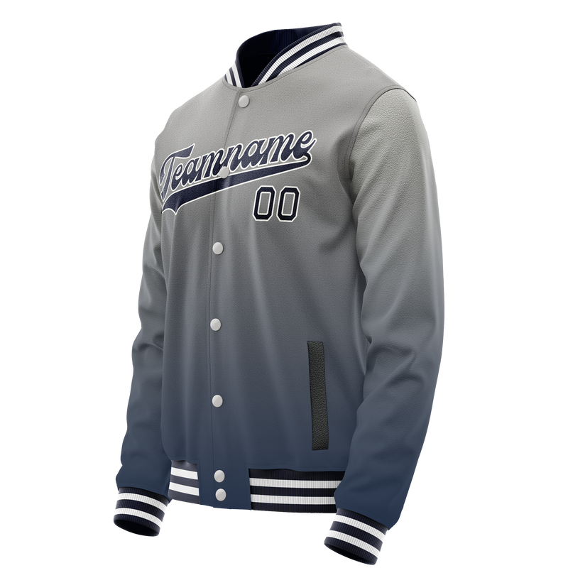 Custom Gray Navy Gradient Varsity Letterman Jacket JA02240617YH169