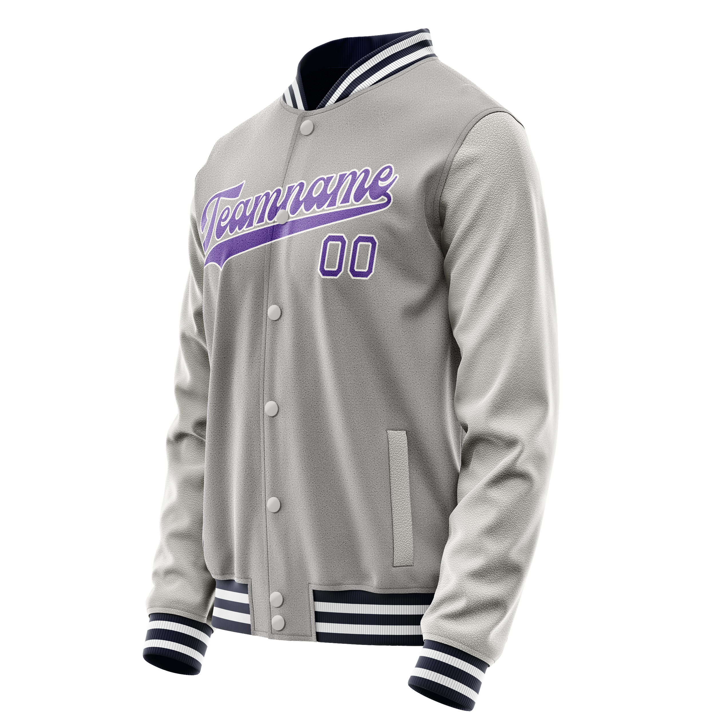 Custom Gray Purple Solid Color Varsity Letterman Jacket JA02240617YH160