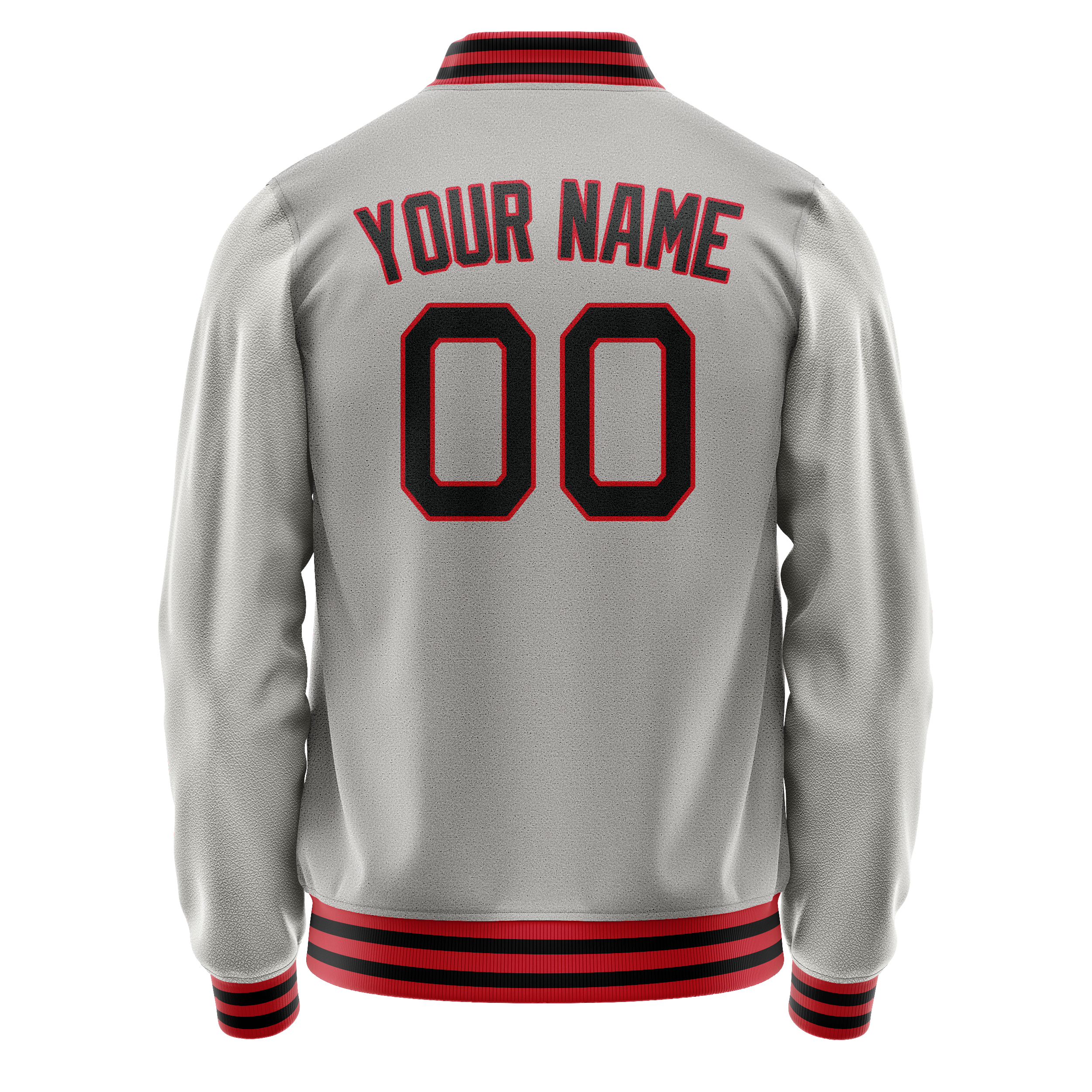 Custom Gray Black Solid Color Varsity Letterman Jacket JA02240617YH163