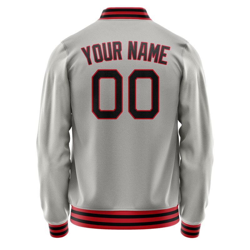 Custom Gray Black Solid Color Varsity Letterman Jacket JA02240617YH163