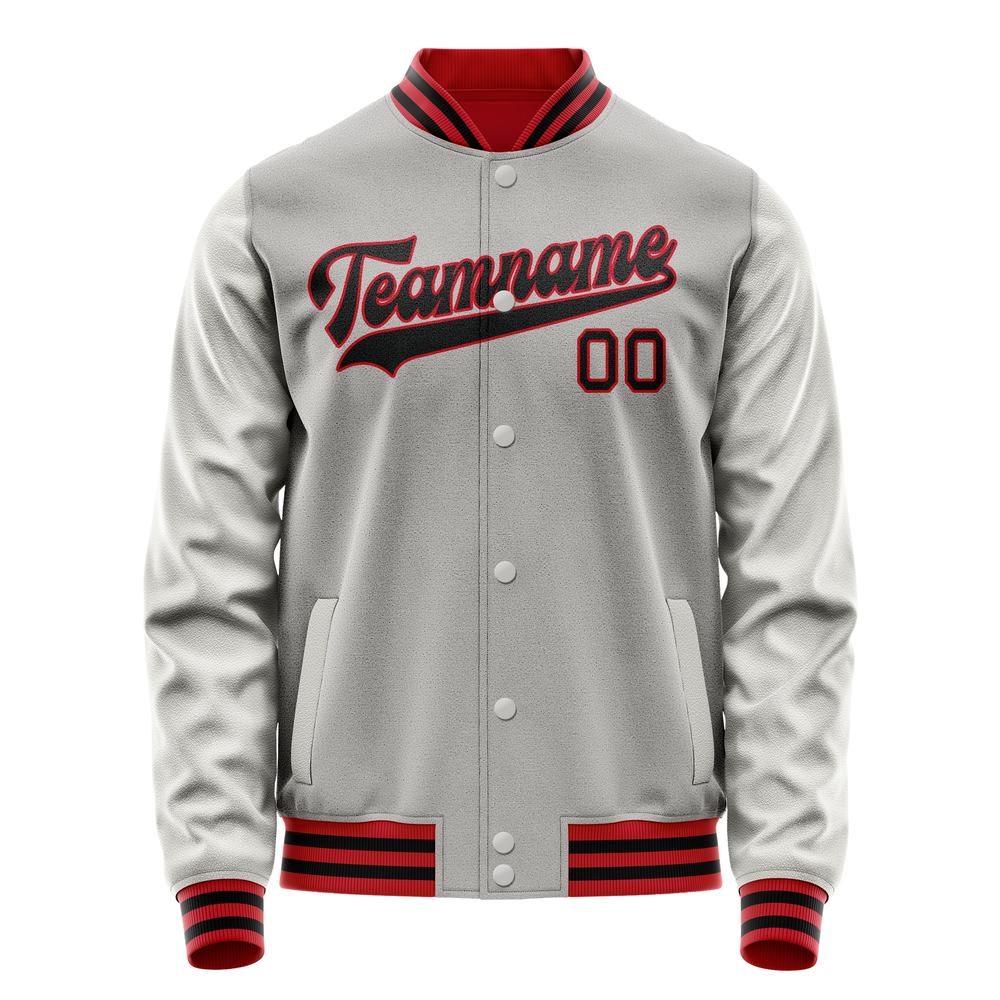Custom Gray Black Solid Color Varsity Letterman Jacket JA02240617YH163