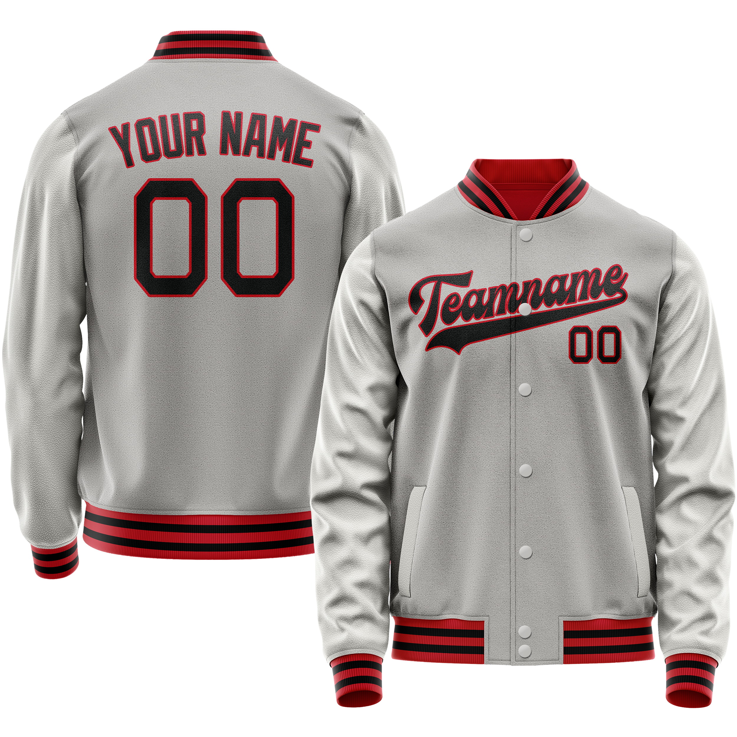Custom Gray Black Solid Color Varsity Letterman Jacket JA02240617YH163