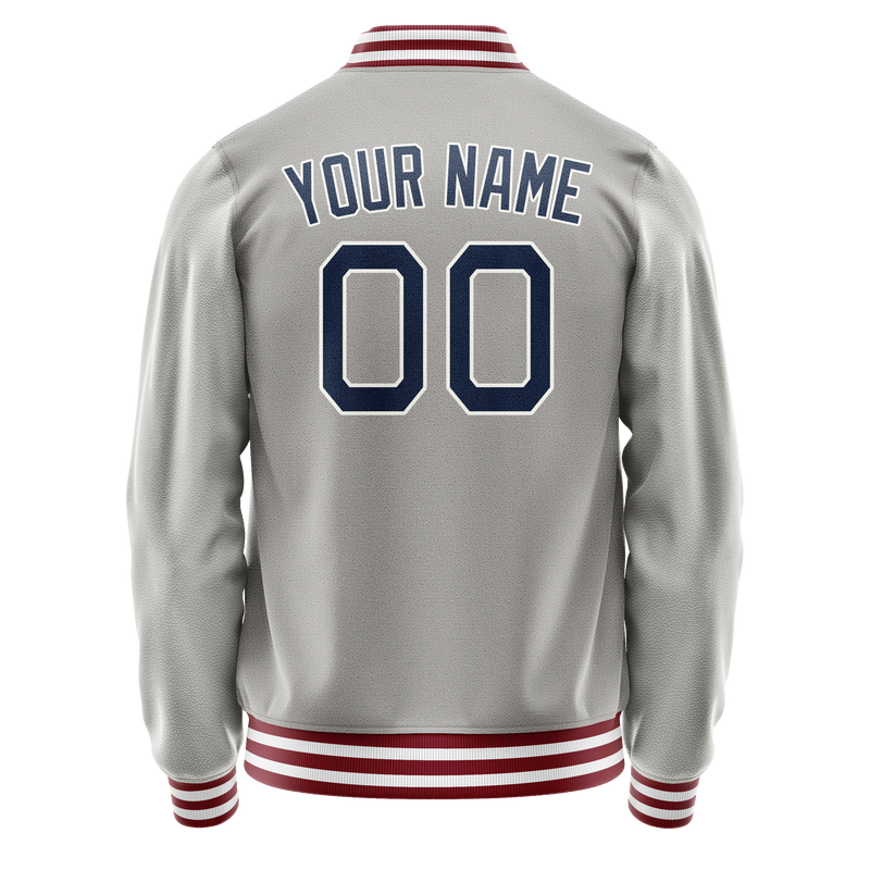 Custom Gray Royal Solid Color Varsity Letterman Jacket JA02240617YH168