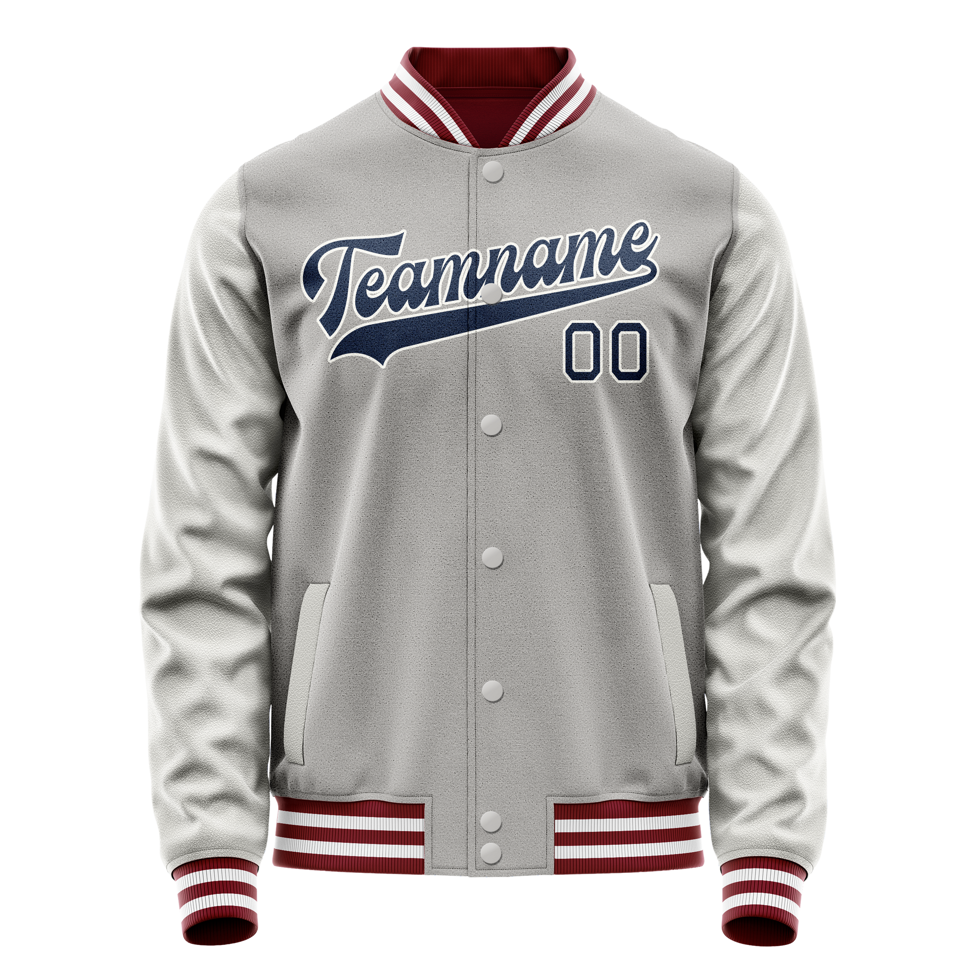 Custom Gray Royal Solid Color Varsity Letterman Jacket JA02240617YH168