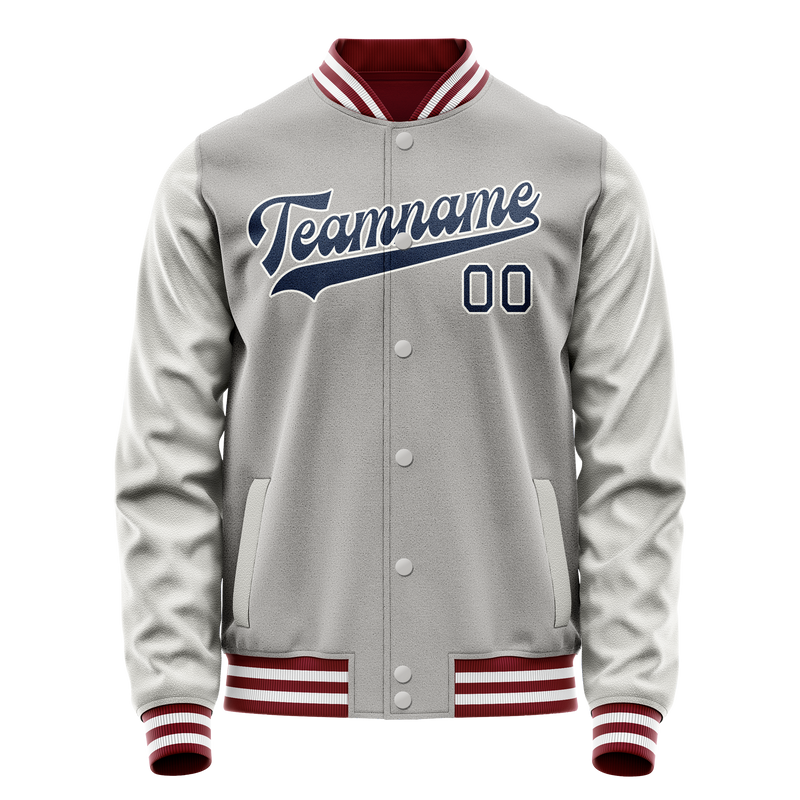 Custom Gray Royal Solid Color Varsity Letterman Jacket JA02240617YH168