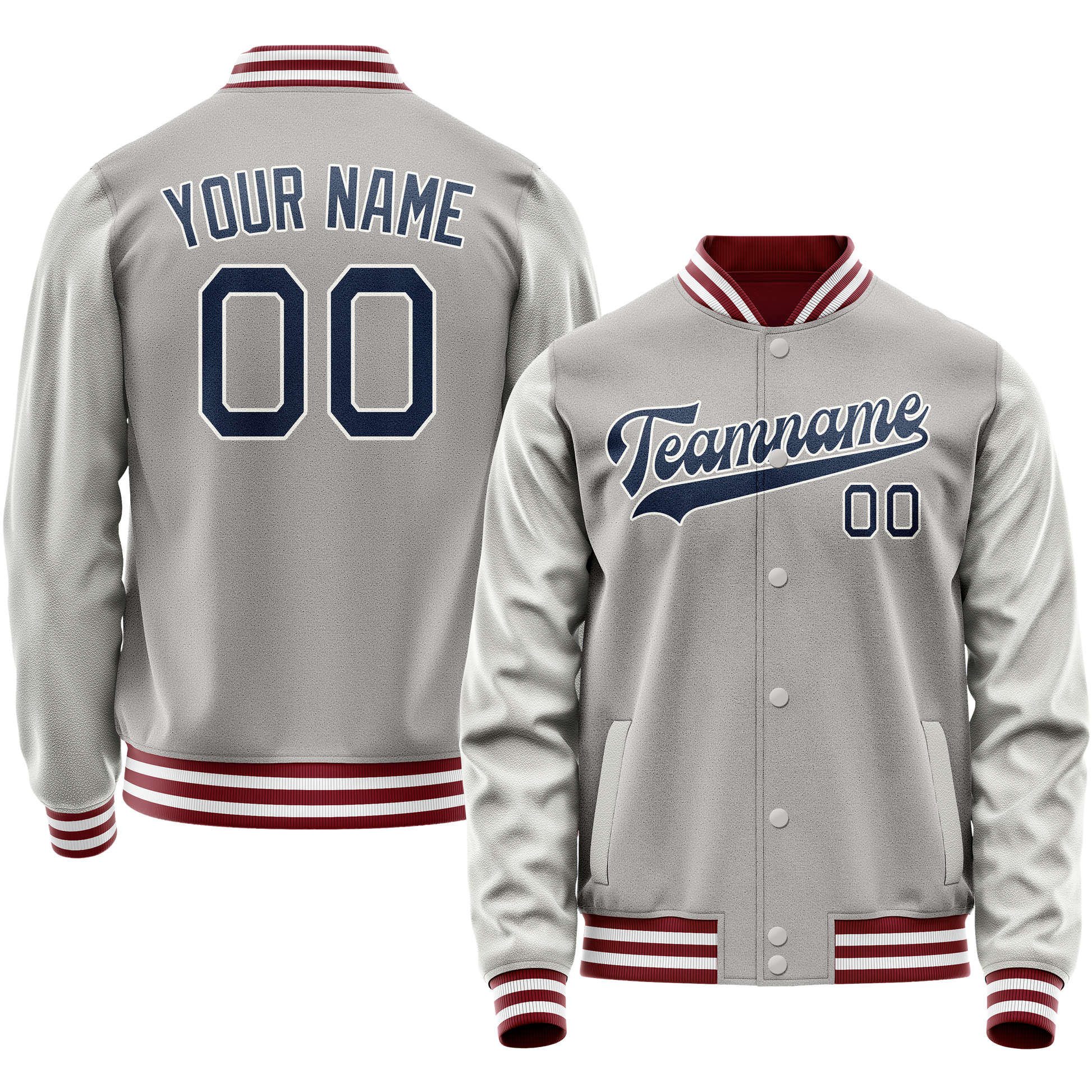 Custom Gray Royal Solid Color Varsity Letterman Jacket JA02240617YH168