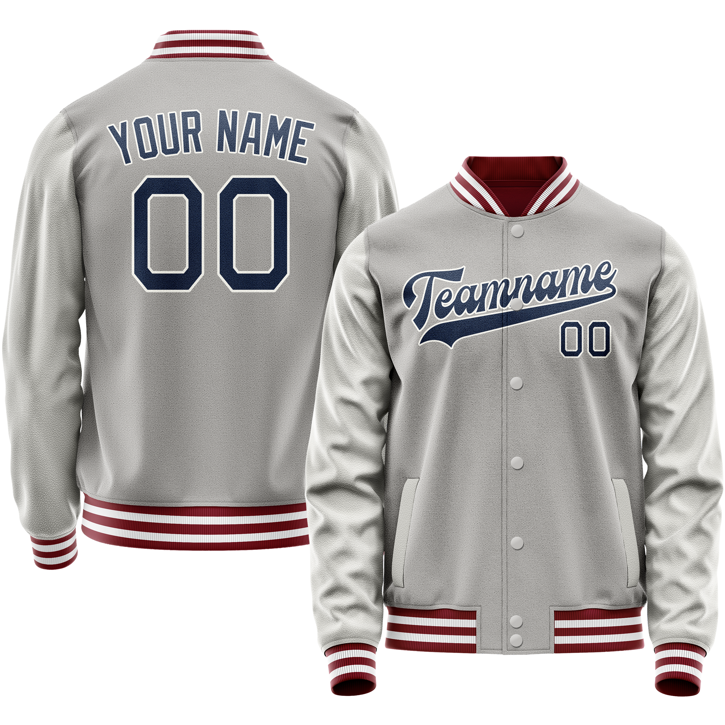 Custom Gray Royal Solid Color Varsity Letterman Jacket JA02240617YH168