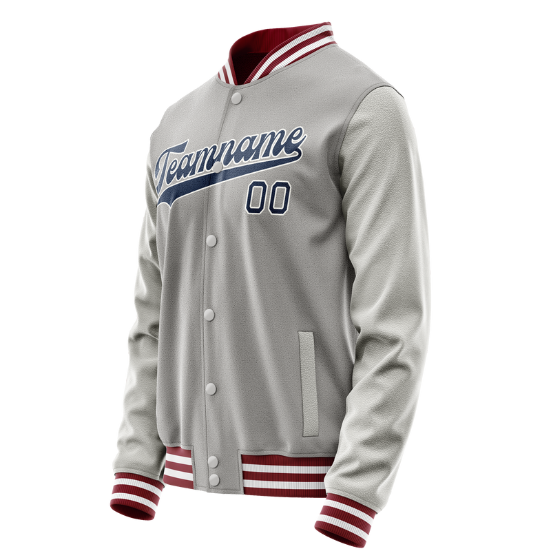Custom Gray Royal Solid Color Varsity Letterman Jacket JA02240617YH168