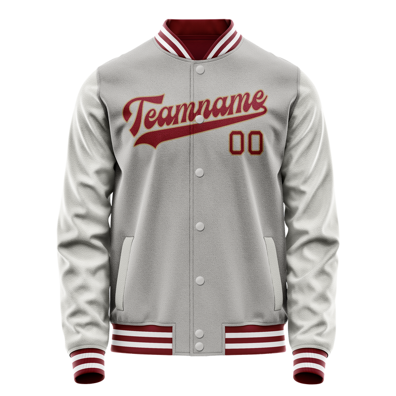 Custom Gray Texas-Orange Solid Color Varsity Letterman Jacket JA02240617YH170