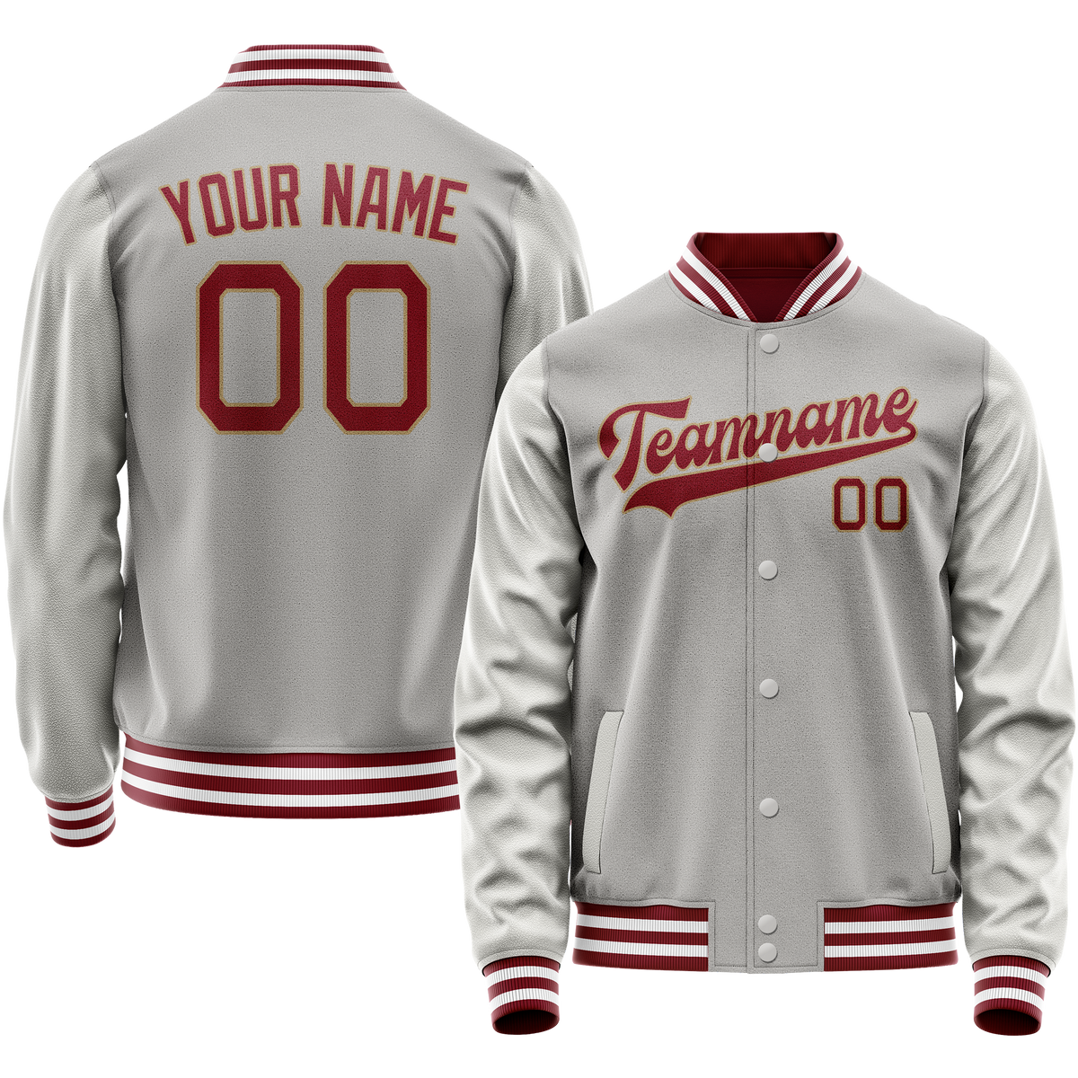 Custom Gray Texas-Orange Solid Color Varsity Letterman Jacket JA02240617YH170