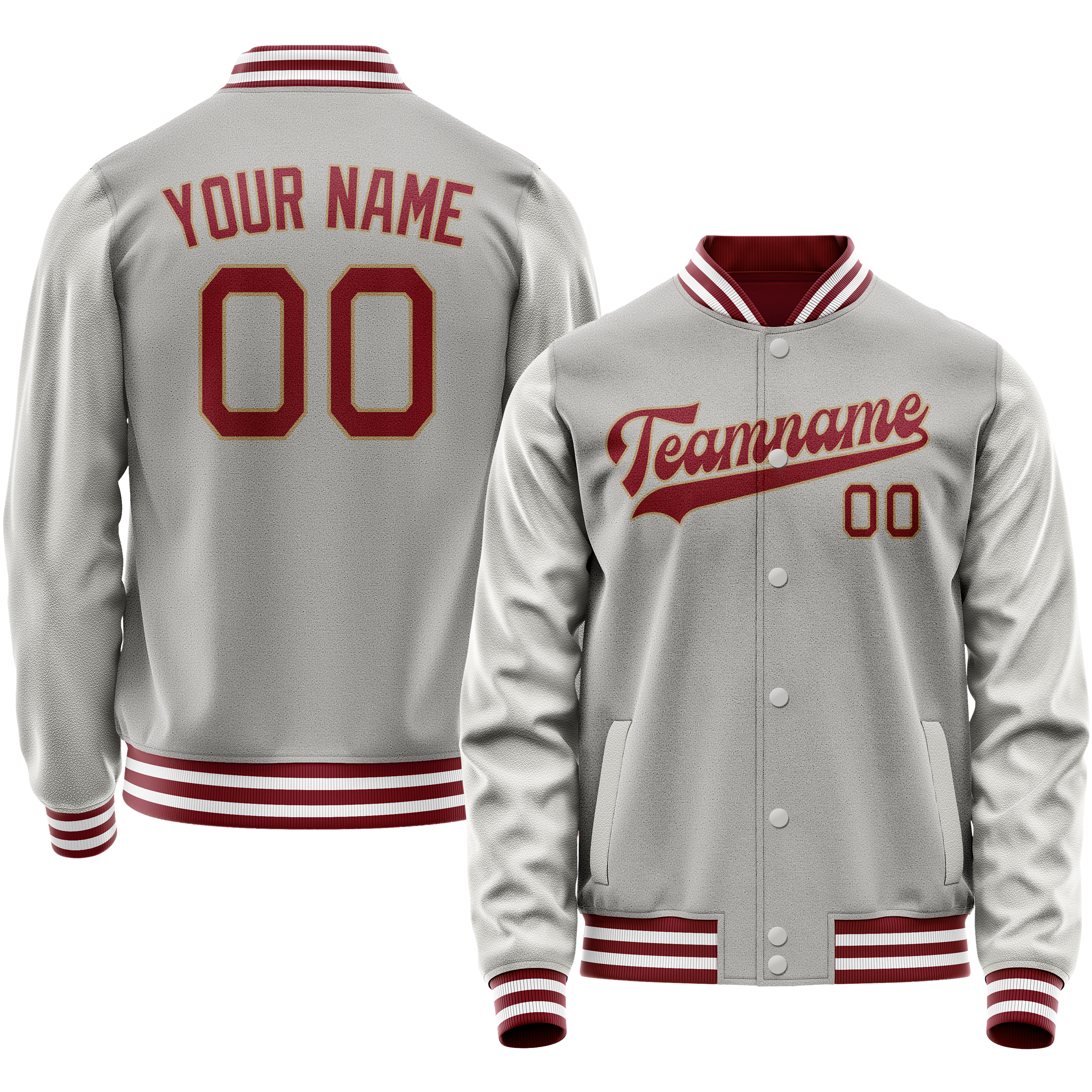 Custom Gray Texas-Orange Solid Color Varsity Letterman Jacket JA02240617YH170