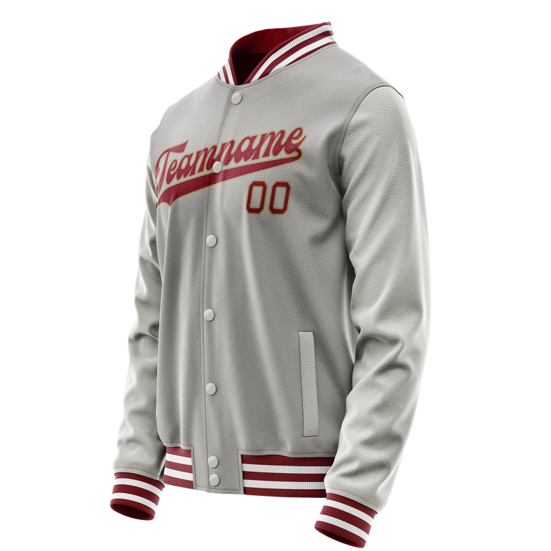 Custom Gray Texas-Orange Solid Color Varsity Letterman Jacket JA02240617YH170