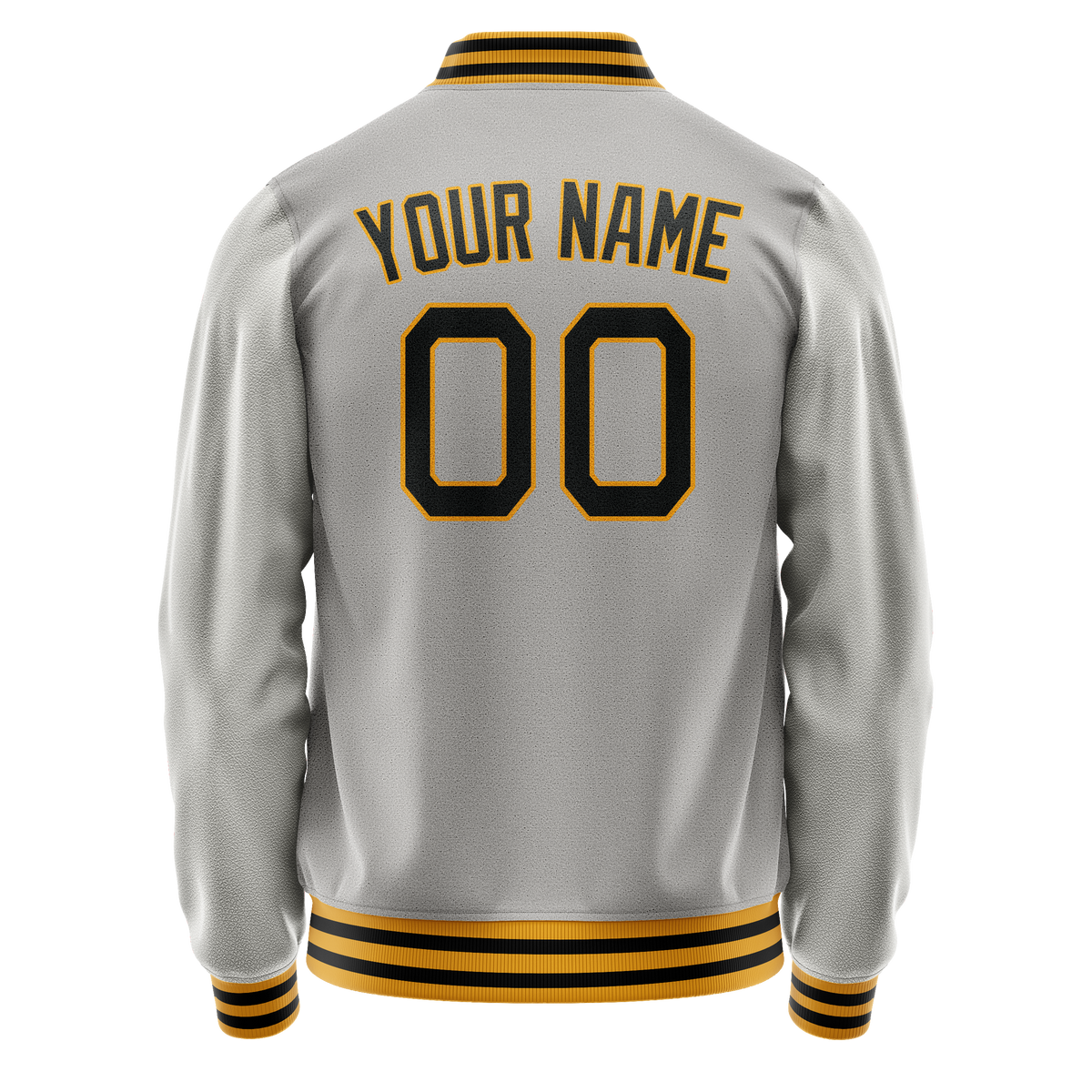 Custom Gray Black Solid Color Varsity Letterman Jacket JA02240617YH151