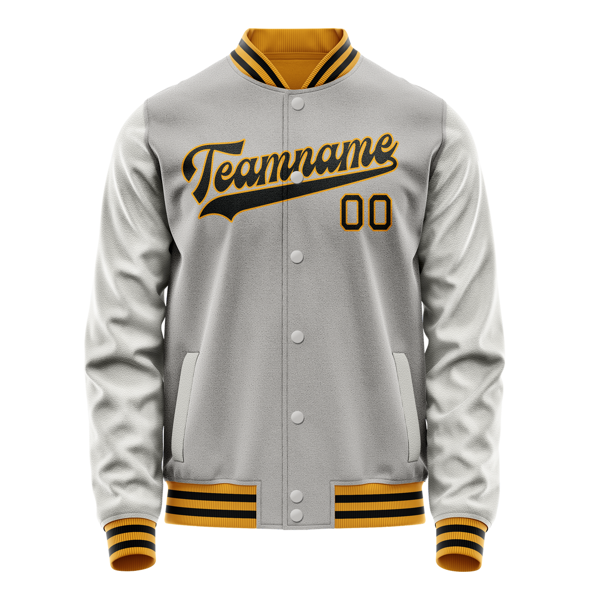 Custom Gray Black Solid Color Varsity Letterman Jacket JA02240617YH151