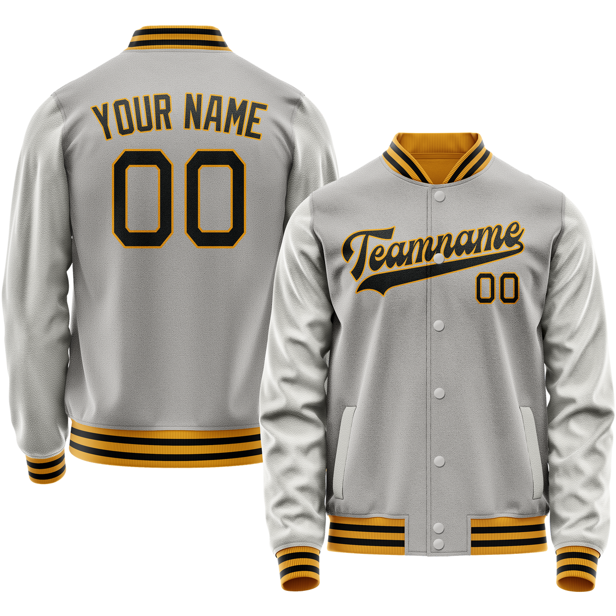 Custom Gray Black Solid Color Varsity Letterman Jacket JA02240617YH151