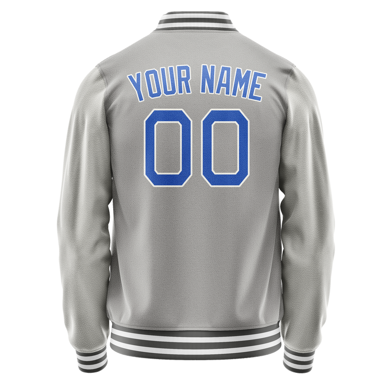 Custom Gray Light-Blue Solid Color Varsity Letterman Jacket JA02240617YH156