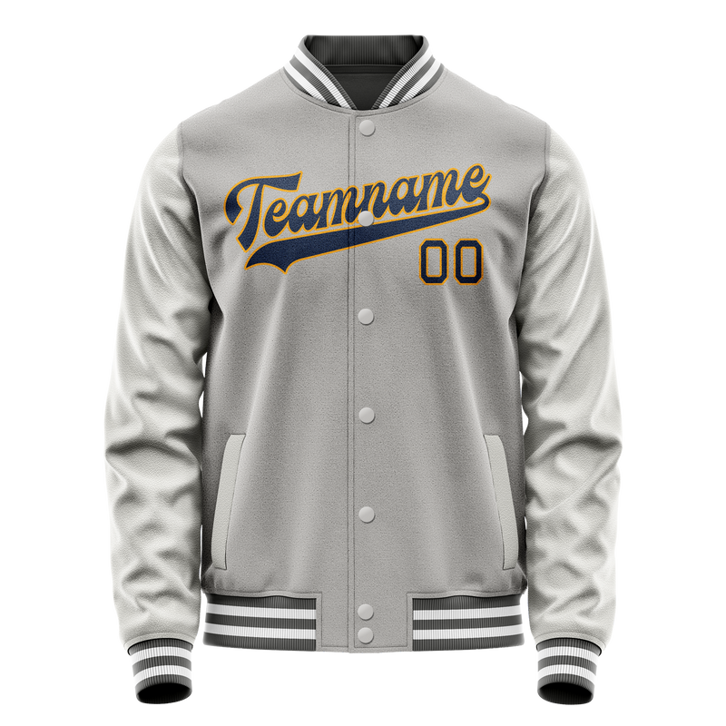 Custom Gray Purple Solid Color Varsity Letterman Jacket JA02240617YH176