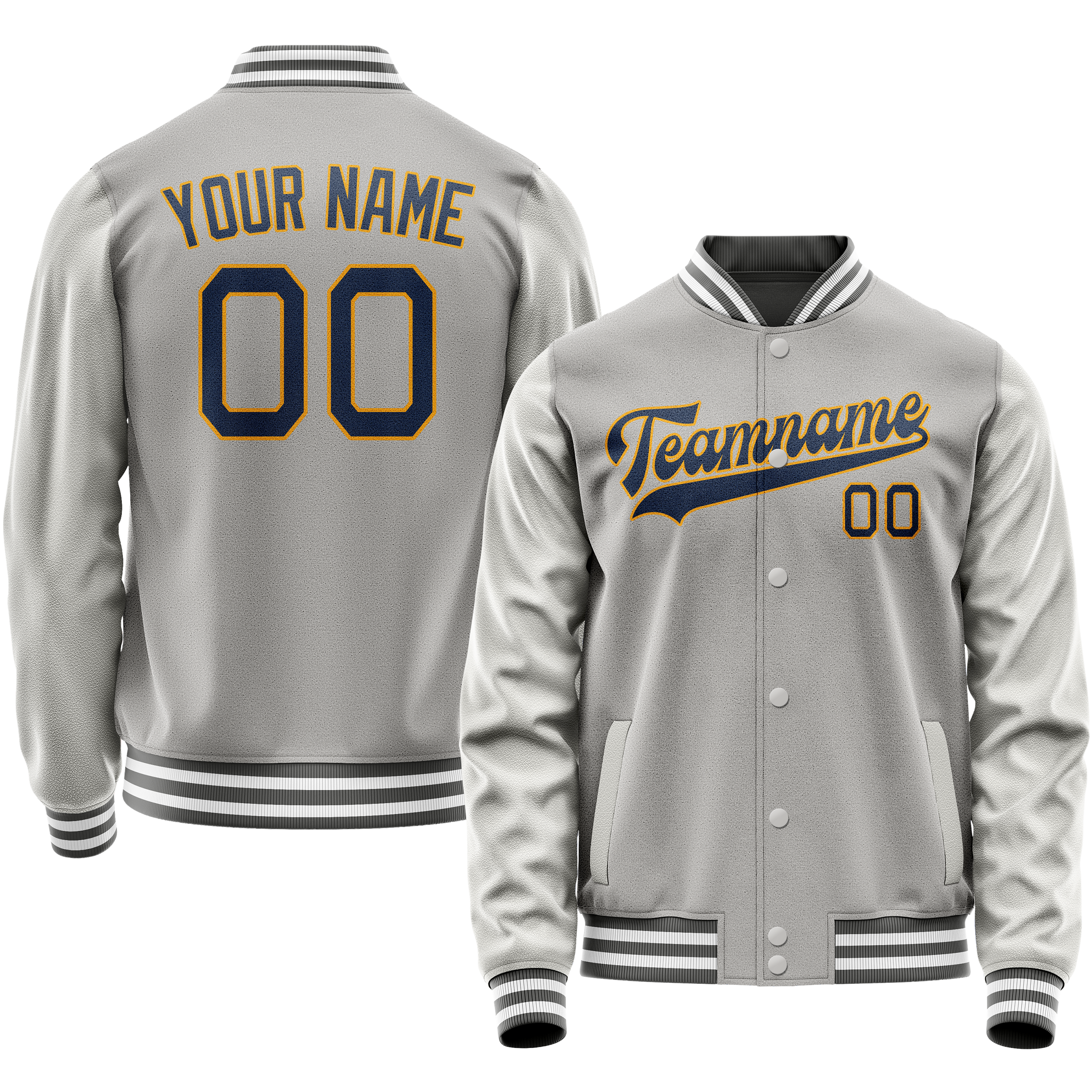Custom Gray Purple Solid Color Varsity Letterman Jacket JA02240617YH176