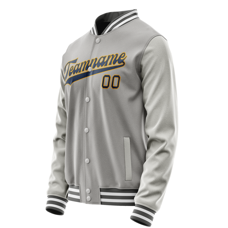 Custom Gray Purple Solid Color Varsity Letterman Jacket JA02240617YH176