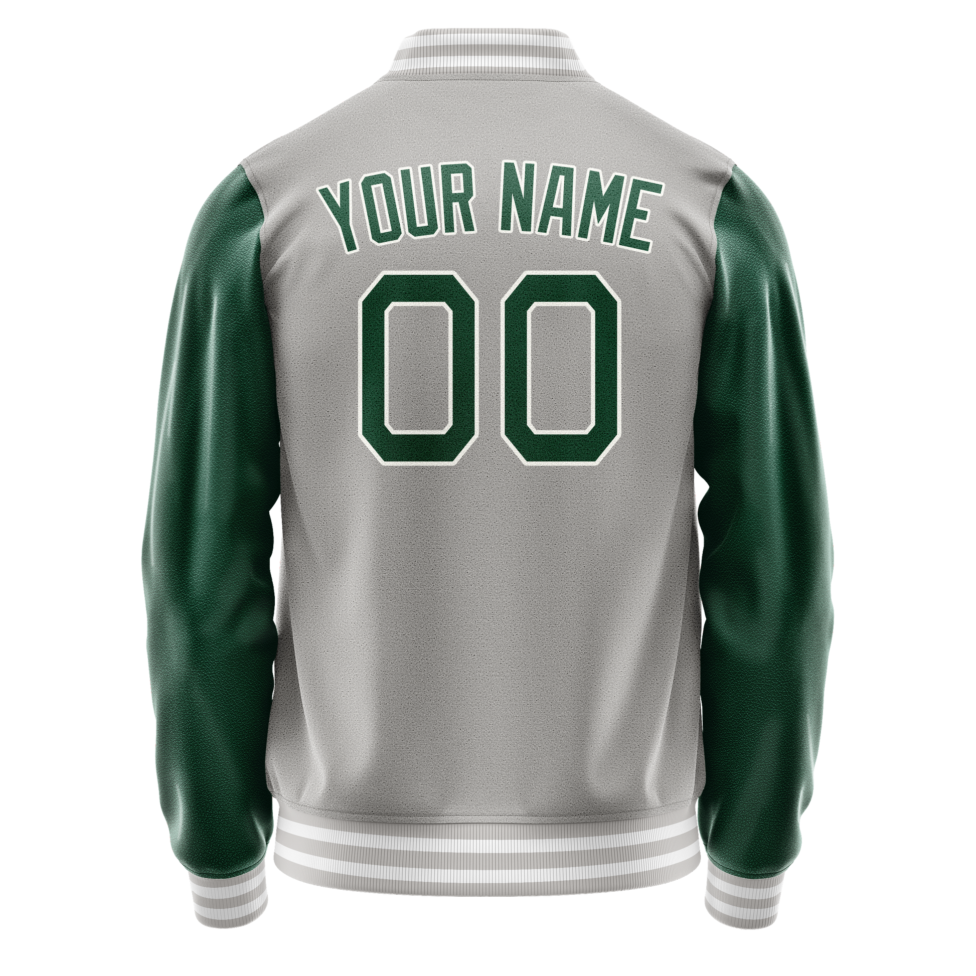 Custom Gray Kelly-Green Solid Color Varsity Letterman Jacket JA02240617YH154