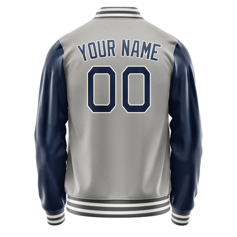 Custom Gray Royal Solid Color Varsity Letterman Jacket JA02240617YH173