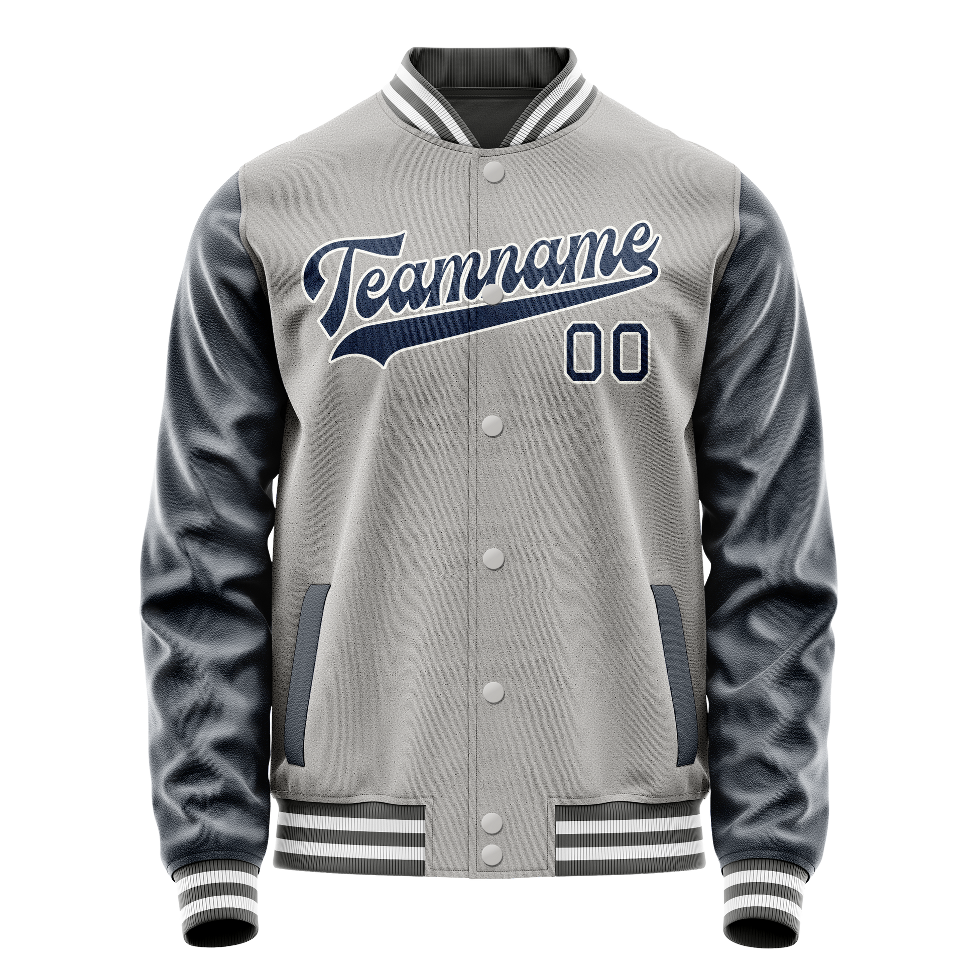 Custom Gray Royal Solid Color Varsity Letterman Jacket JA02240617YH173