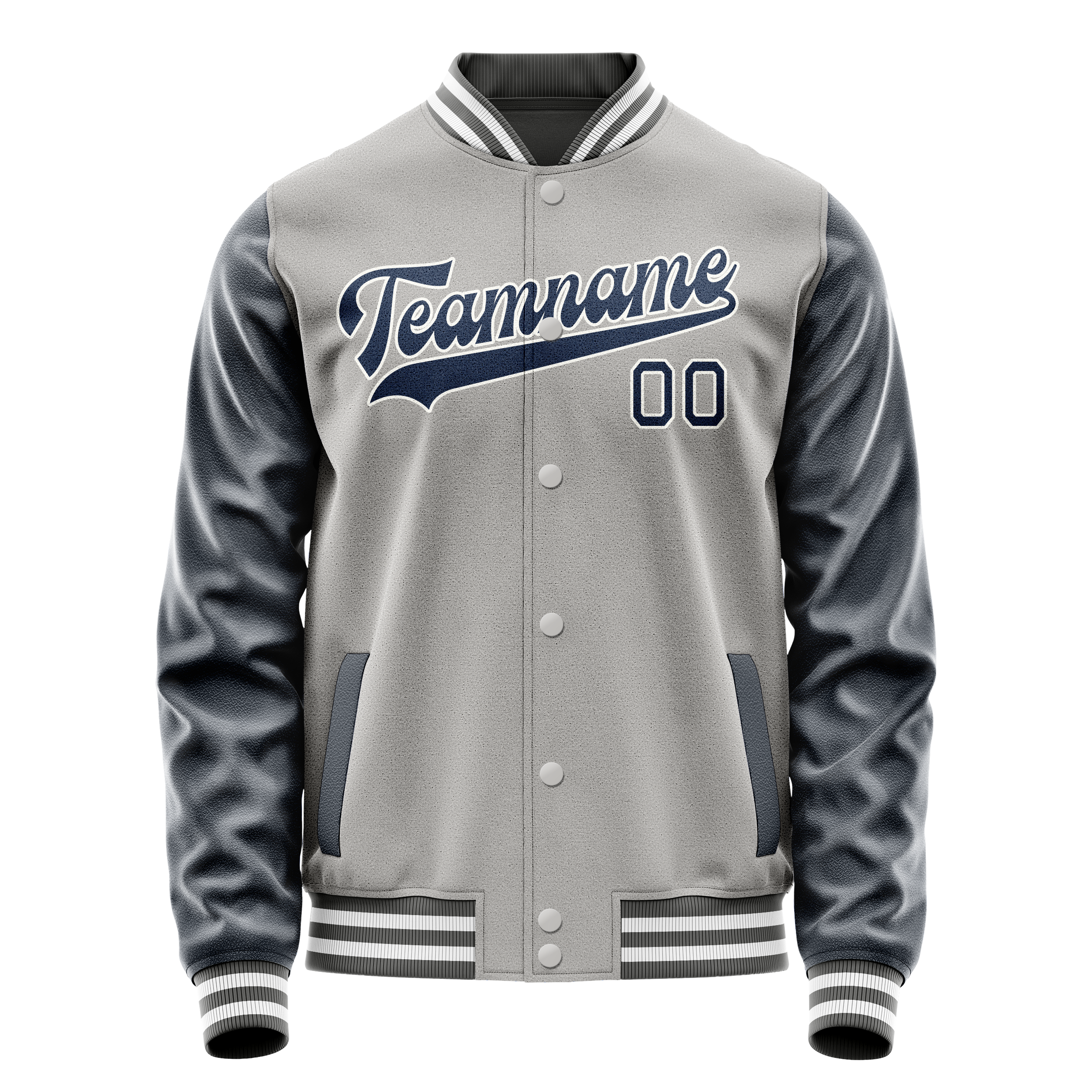 Custom Gray Royal Solid Color Varsity Letterman Jacket JA02240617YH173