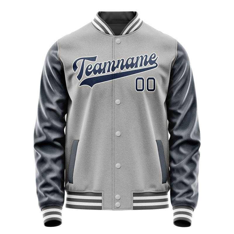 Custom Gray Royal Solid Color Varsity Letterman Jacket JA02240617YH173