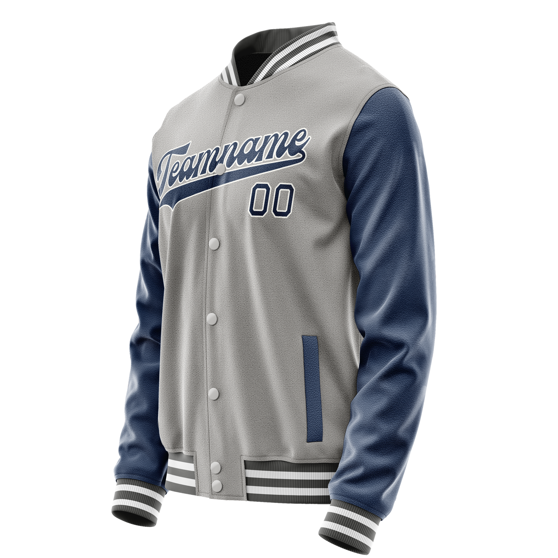 Custom Gray Royal Solid Color Varsity Letterman Jacket JA02240617YH173