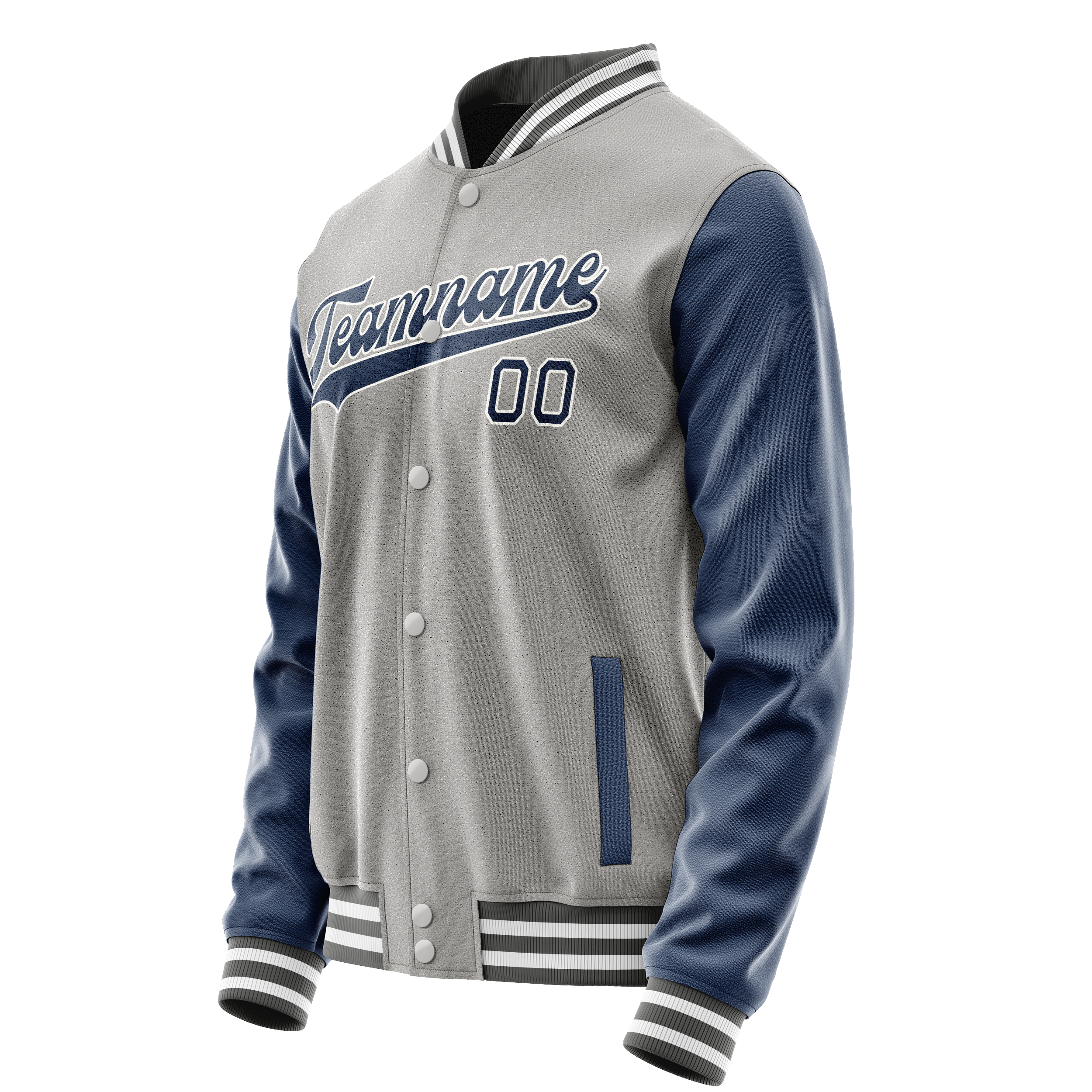Custom Gray Royal Solid Color Varsity Letterman Jacket JA02240617YH173