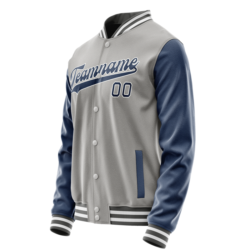 Custom Gray Royal Solid Color Varsity Letterman Jacket JA02240617YH173