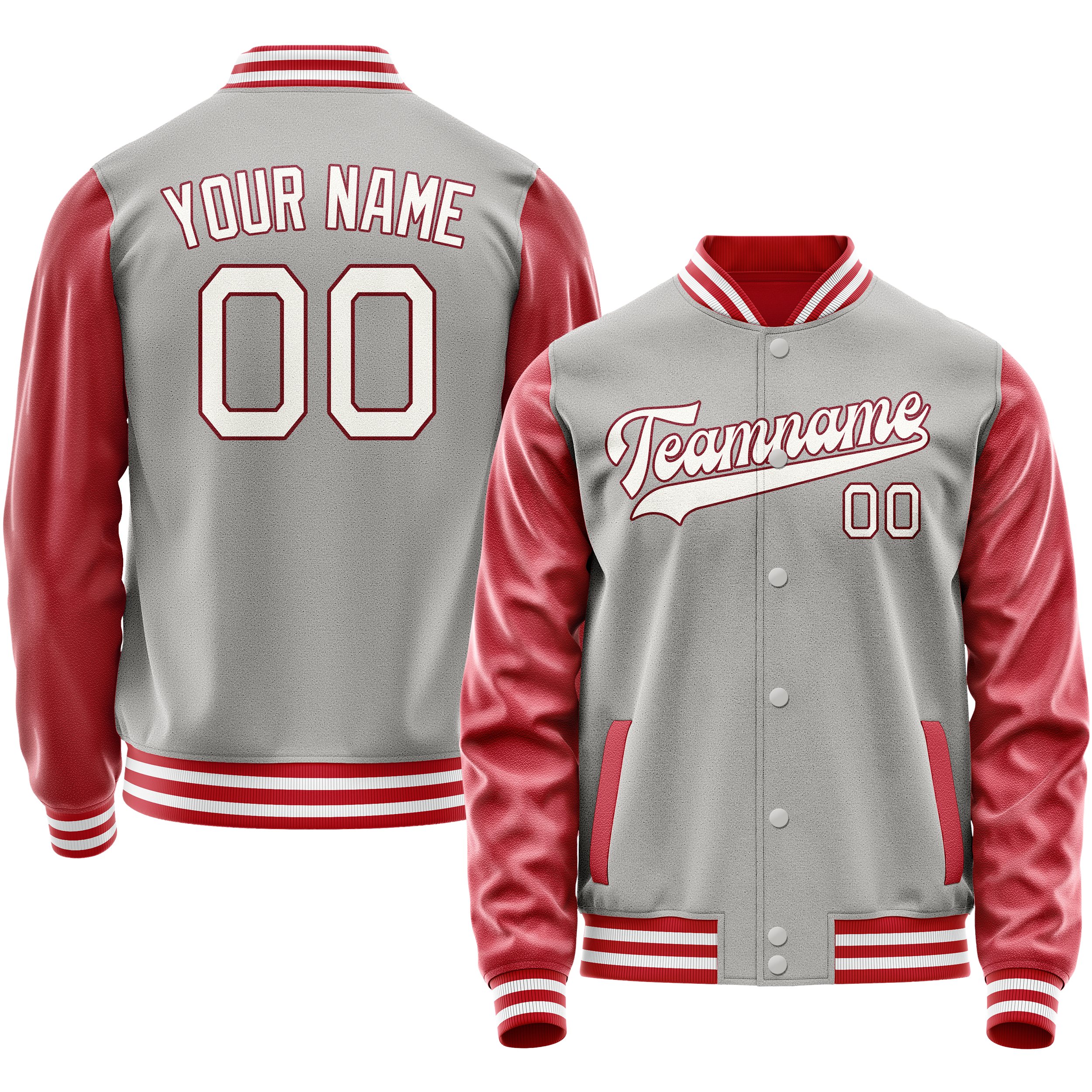 Custom Gray Texas-Orange Solid Color Varsity Letterman Jacket JA02240617YH167