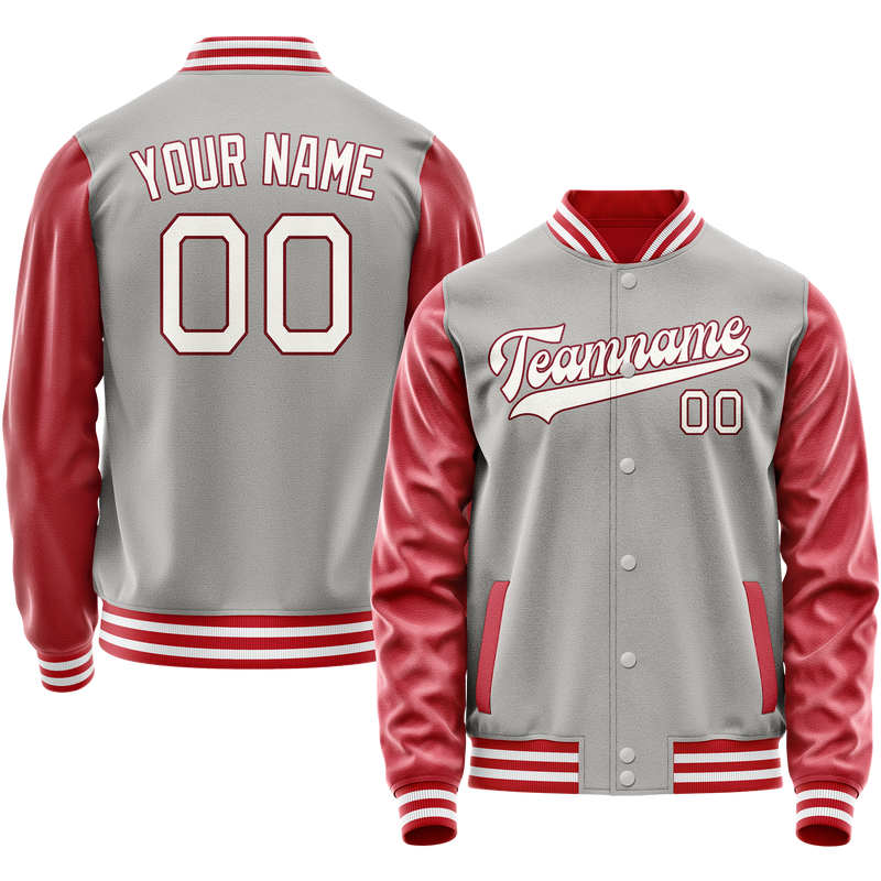 Custom Gray Texas-Orange Solid Color Varsity Letterman Jacket JA02240617YH167