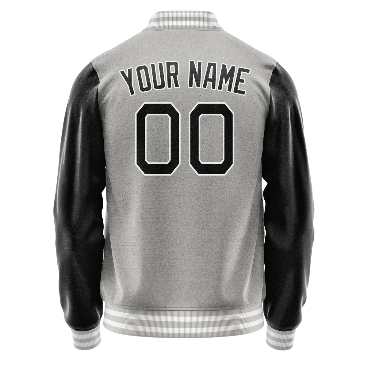 Custom Gray Black Solid Color Varsity Letterman Jacket JA02240617YH148